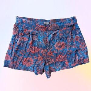 Lightweight blue and red floral shorts from F21, womens size XL